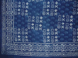 Veggie Dye Block Print Tapestry Cotton Bedspread 110" x 110" King Indigo Blue