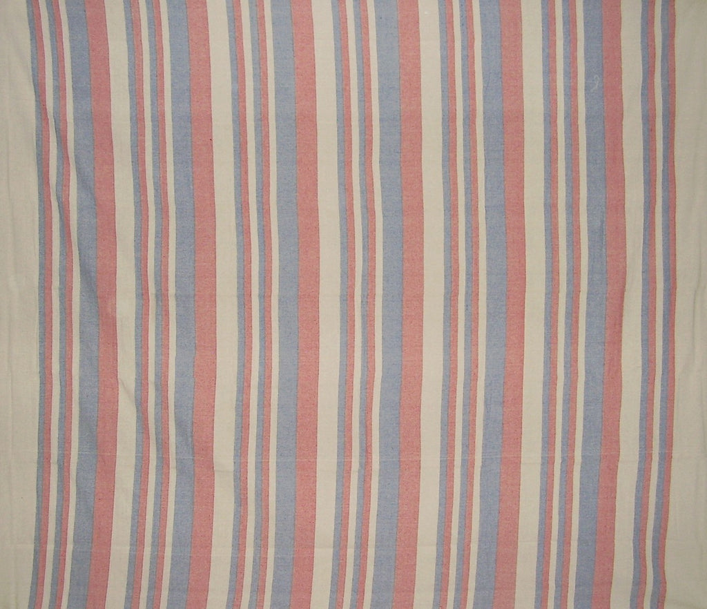 Heavy Cotton Ribbed Bedspread  98" x 88" Full Red & Blue on Beige