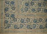Veggie Dye Block Print Tapestry Cotton Bedspread 106" x 72" Twin Blue
