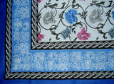 Mediterranean Floral Tapestry Cotton Bedspread 104" x 70" Twin Blue