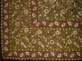 Earth Dabu Block Print Indian Tapestry Cotton Bedspread 106" x 88" Full Green