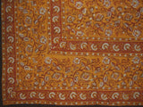 Earth Dabu Block Print Indian Tapestry Cotton Bedpread 106" x 88" Full Amber