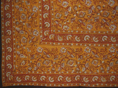 Earth Dabu Block Print Indian Tapestry Cotton Bedpread 106" x 88" Full Amber