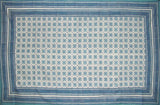 Tile Block Print Tapestry Cotton Spread 106" x 70" Twin Blue