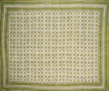 Tile Block Print Tapestry Cotton Spread 106" x 88" Full Green