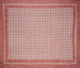 Tile Block Print Tapestry Cotton Spread 106" x 88" Full Coral