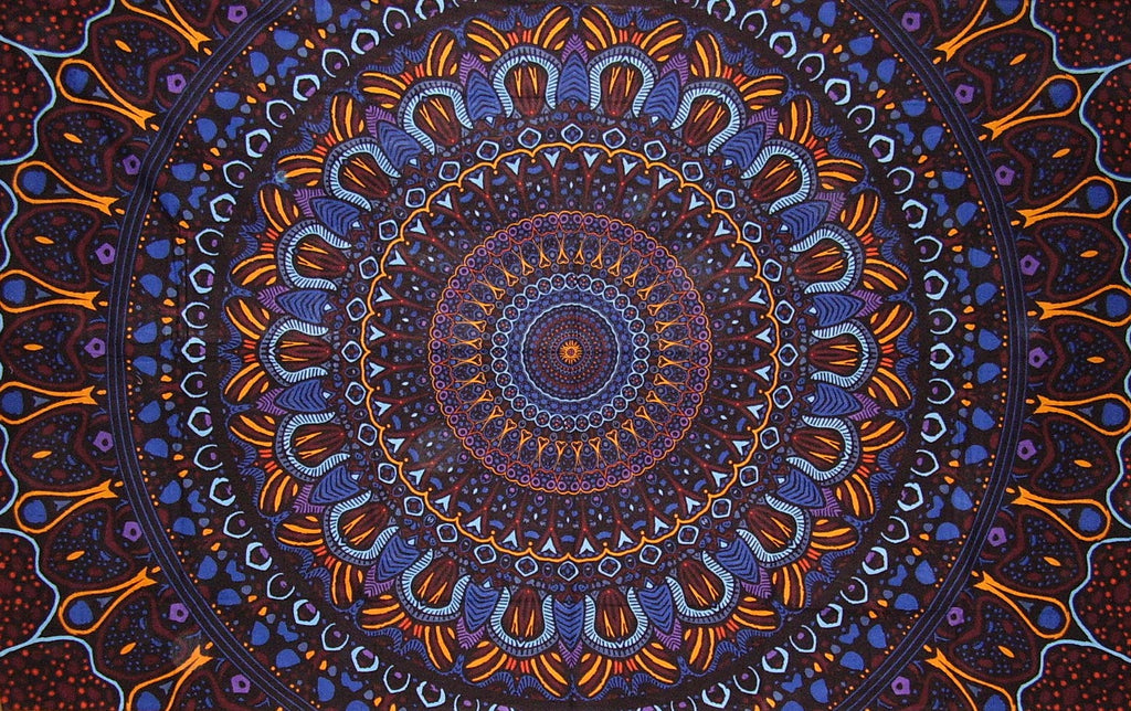 Psychedelic 3-D Tapestry Cotton Wall Hanging 90" x 60" Single Multi Color