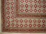 Moroccan Block Print Indian Tapestry Cotton Bedspread 108" x 88" Full-Queen