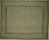 Colcha de algodão de tapeçaria indiana com estampa de bloco marroquino 108" x 88" Full-Queen