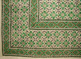 Copriletto in cotone con arazzo indiano con stampa a blocchi marocchini, 108 x 88 pollici