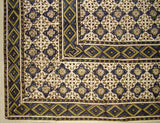 Marokkansk blokktrykk indisk billedvev bomull sengeteppe 106" x 70" tvilling