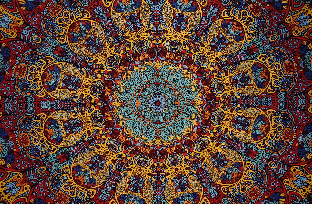 Psychedelic Sunburst 3D Cotton Wall Hanging 90" x 60" Multi Color