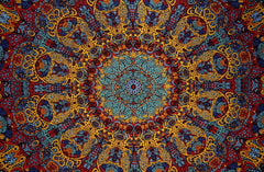 Psychedelic Sunburst 3D Cotton Wall Hanging 90" x 60" Multi Color