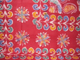 Batik Tapestry Βαμβακερό κάλυμμα κρεβατιού 108" x 88" Full-Queen Red