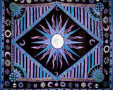 Celestial Tapestry Cotton Bedspread 106" x 86" Full-Queen Purple