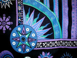 Celestial Tapestry Cotton Bedspread 106" x 86" Full-Queen Purple