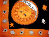 Celestial Tapestry Cotton Bedspread 108" x 88" Full-Queen Orange