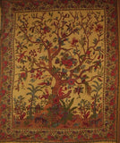 Tree of Life Tapestry Cotton Wall Hanging or Spread 102" x 70" Twin Brown