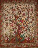 Tree of Life Tapestry Cotton Wall Hanging or Spread 102" x 70" Twin Beige