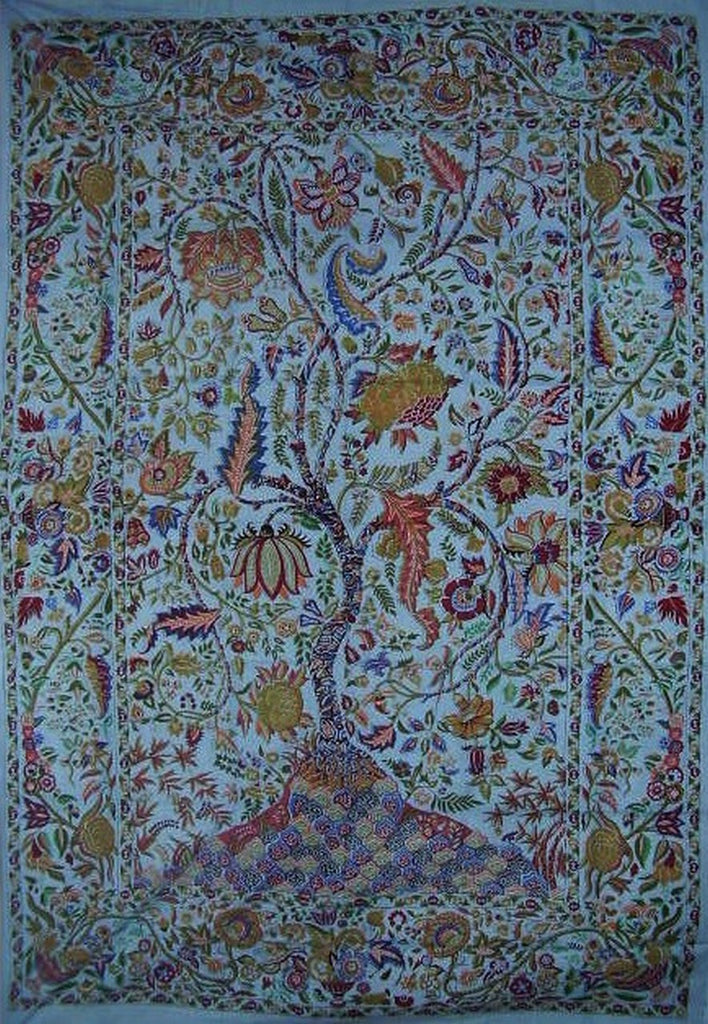 Tree of Life Wall Hanging Cotton Spread 90" x 60" Single Blue