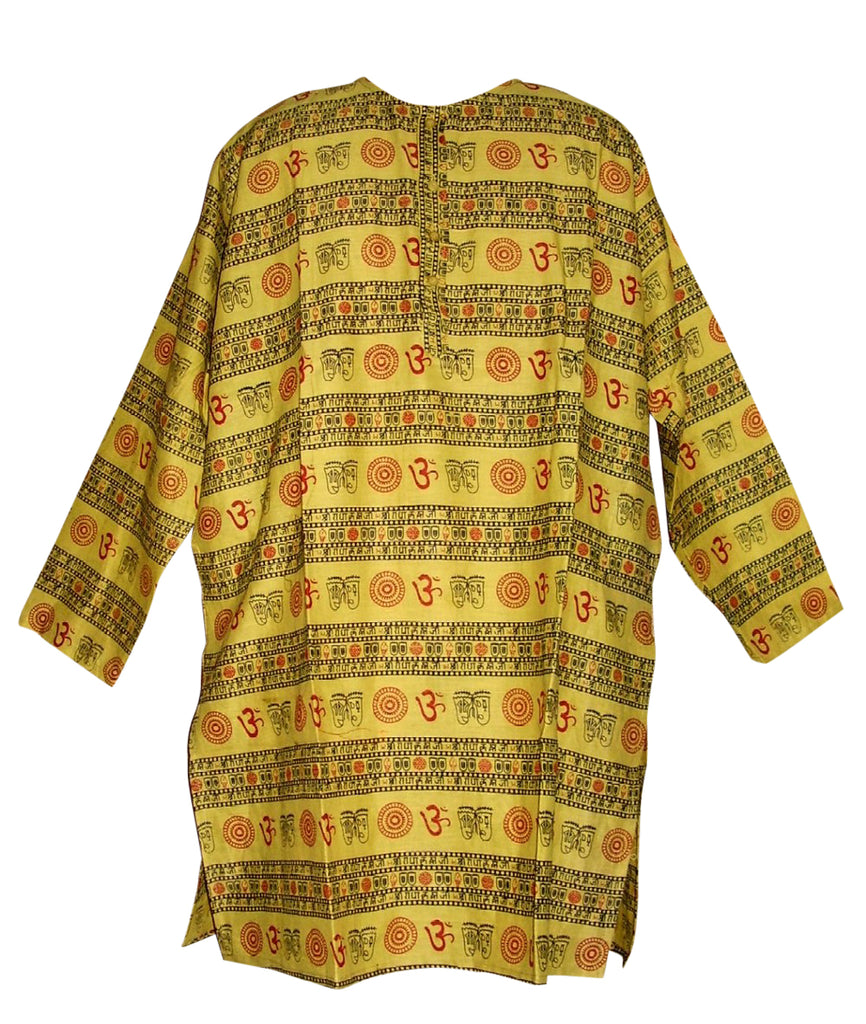 Kurta Shirt Om Symbol 100% Cotton L Mustard