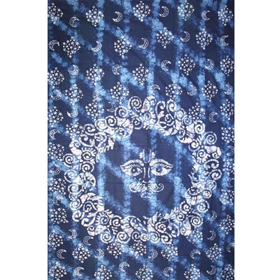 Celestial Batik タペストリー コットンスプレッド 106インチ x 72インチ ツインブルー 
