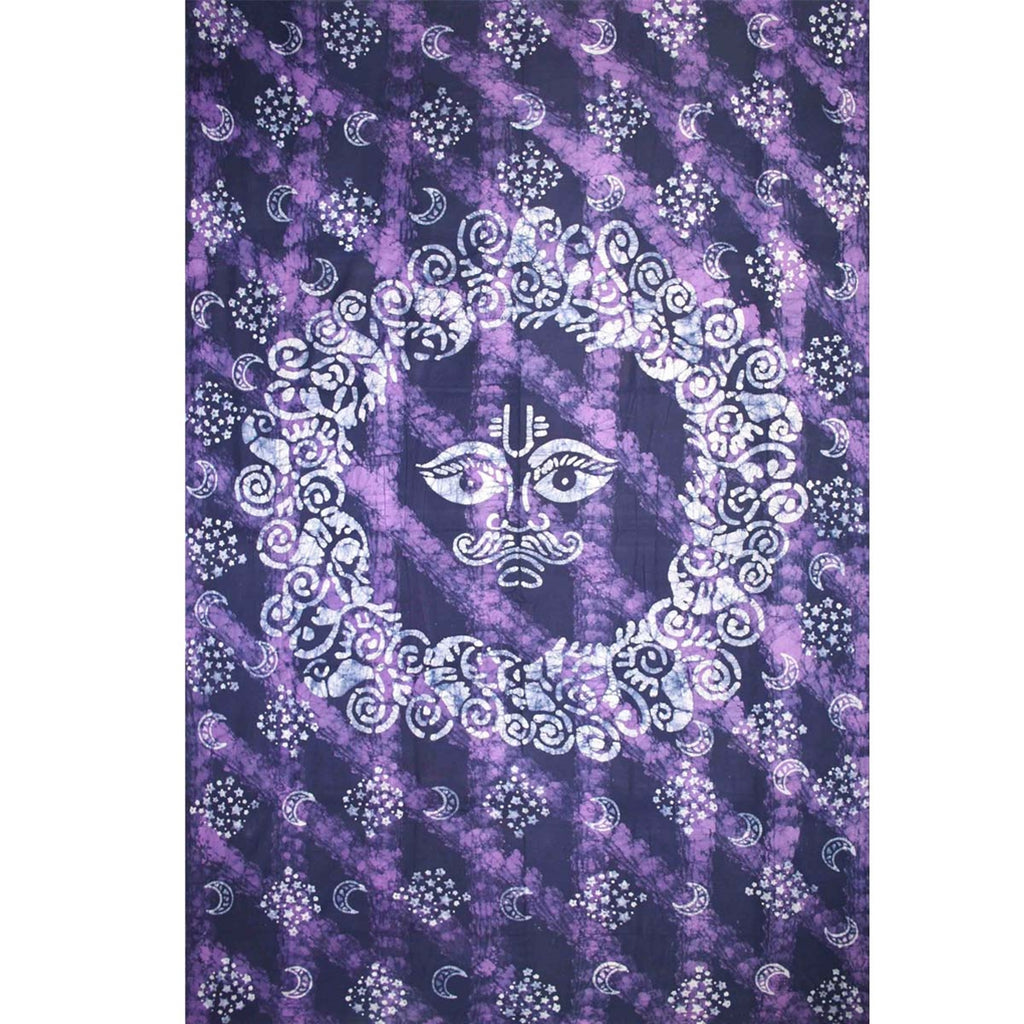 Himmlischer Batik-Wandteppich aus Baumwolle, 264 x 182 cm, Twin Purple