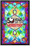 伍德斯托克彩色玻璃 50 週年令人興奮的藝術印刷掛毯 53 英寸 x 85 英寸，配有免費 3-D 眼鏡 