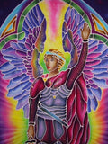 لوحة فنية أصلية من نسيج الباتيك سانت مايكل مقاس 25 بوصة × 37 بوصة متعددة الألوان