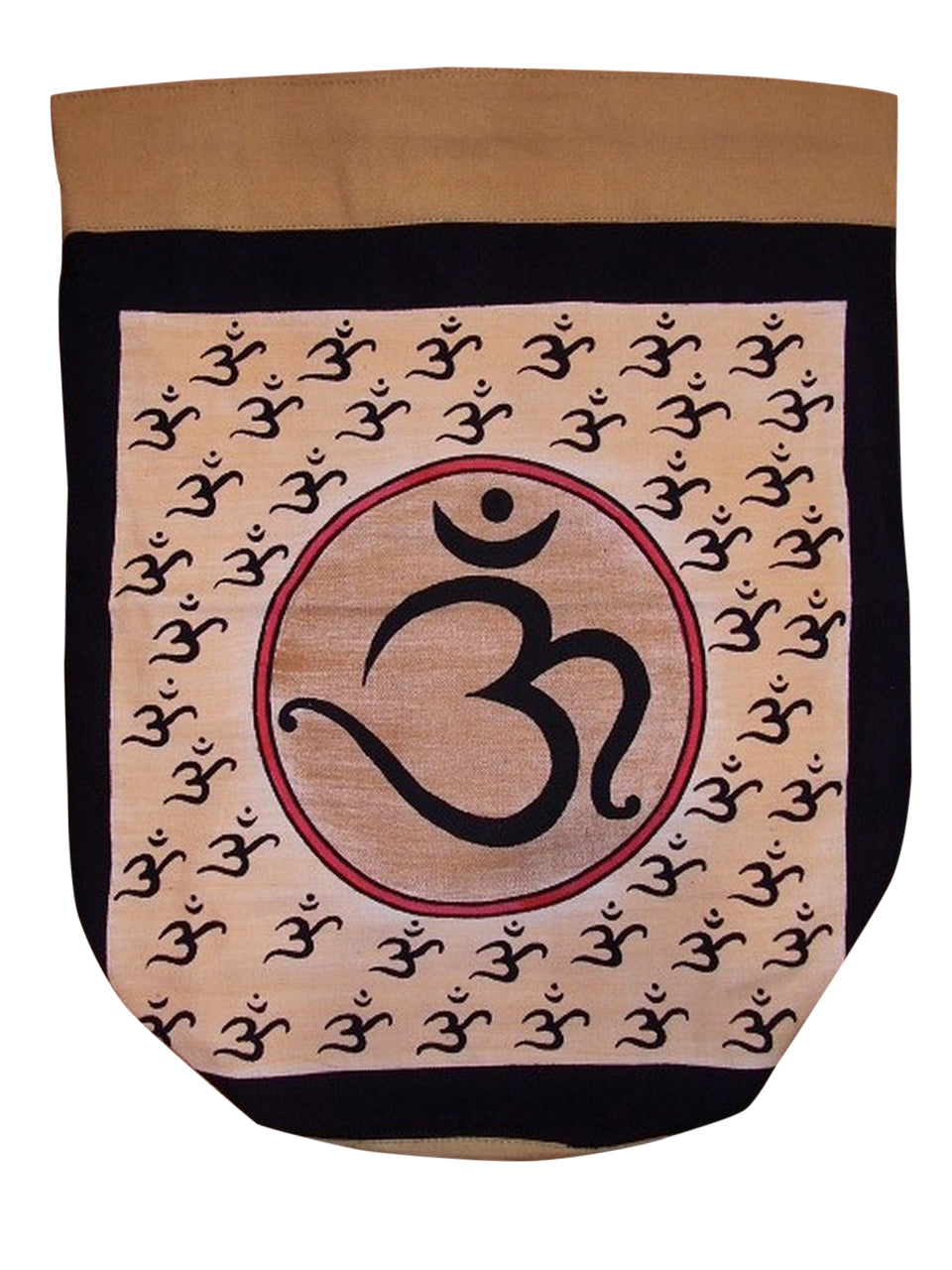 Om Symbol Ryggsäck Buddhism Yoga Hållbar 16 x 18 Tan 