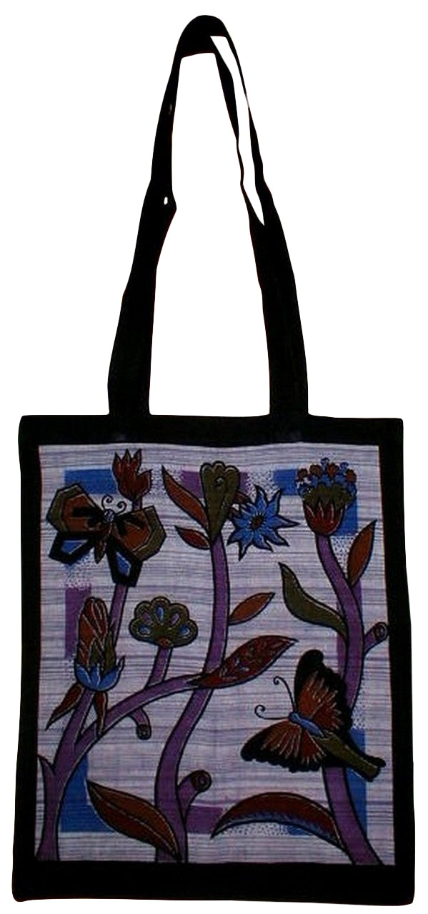 Floral Butterfly Tote School Office 14 x 17 Μωβ 