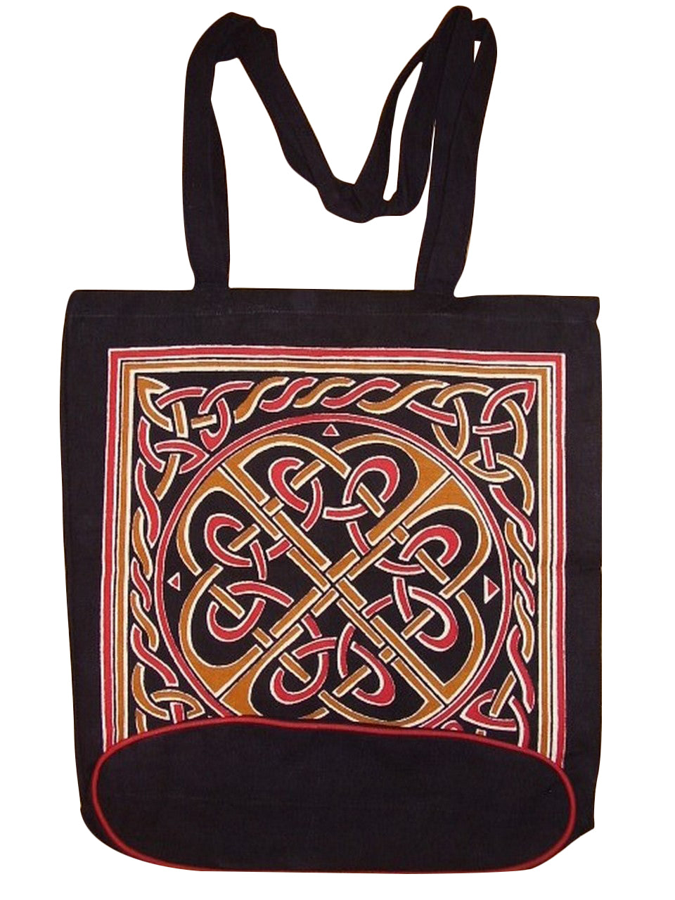 Keltische Web-Einkaufstasche mit flachem Boden, 16 x 17, Rot 