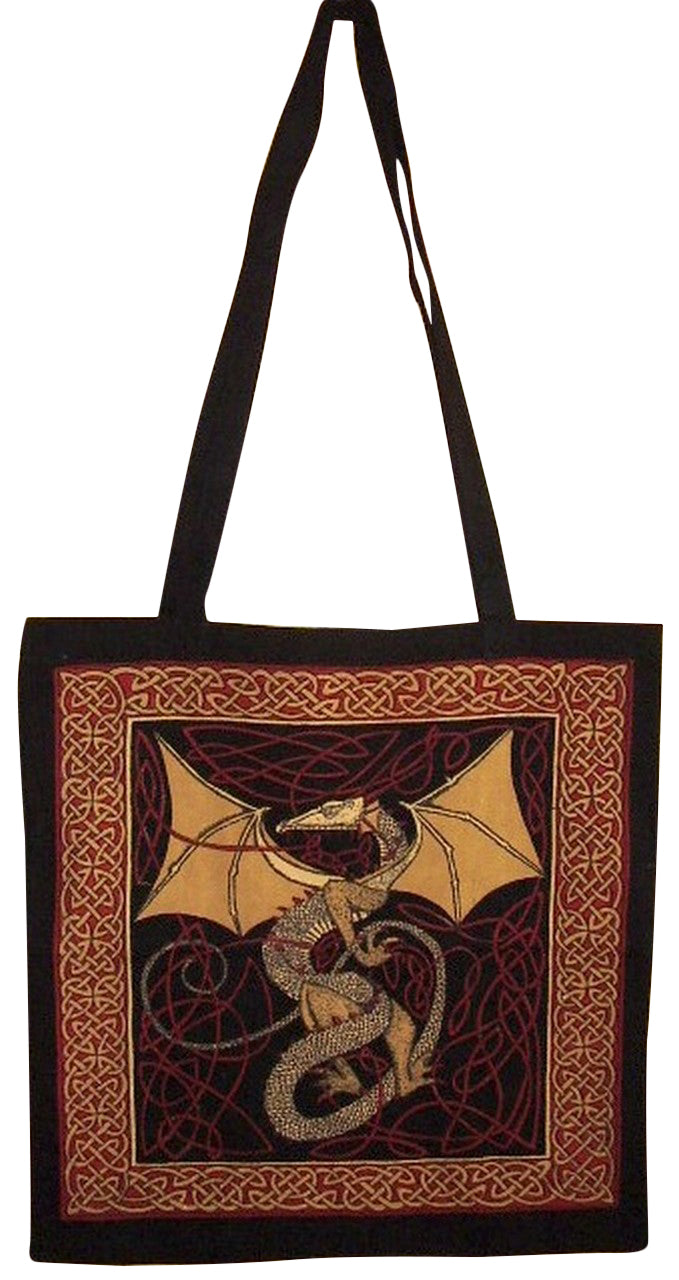 Torba materiałowa Celtic Dragon, bawełniana, z płaskim dnem, 16 x 17, czerwona 
