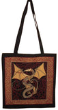 सेल्टिक ड्रैगन टोट बैग कॉटन फ्लैट बॉटम 16 x 17 लाल 