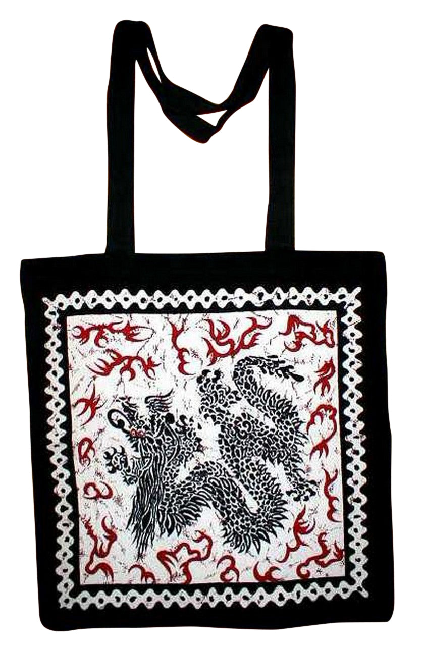 Orientalna torba podróżna Dragon Tote School Shopping 16 x 17 biała 