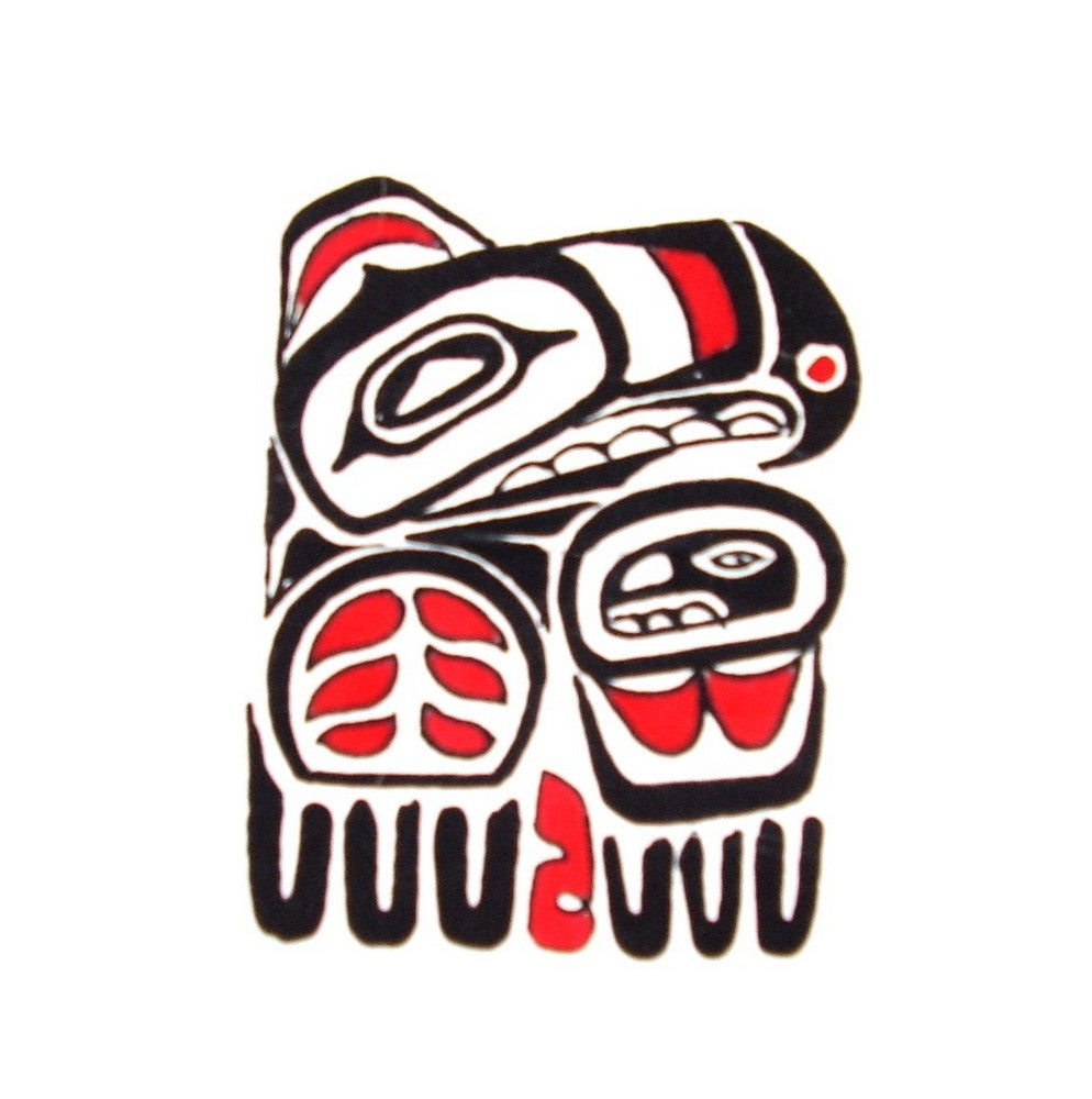 Håndmalt tekstilkunst NW American Indian Eagle 9" x 9" Hvit