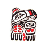 Artă textilă pictată manual NW American Indian Eagle 9" x 9" alb 