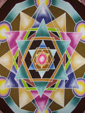 Autentiškas batikos tekstilės menas New Ascension 40" x 33" kelių spalvų 