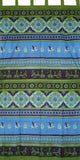 Rideau à passants imprimé indien en coton, 44" x 88", bleu vert