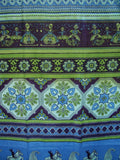 ستارة علوية مطبوعة هندية من القطن مقاس 44 بوصة × 88 بوصة باللون الأزرق والأخضر