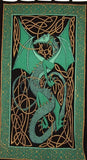 सेल्टिक ड्रैगन टैब टॉप कर्टेन ड्रेप पैनल कॉटन 44" x 88" हरा