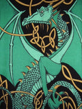 Celtic Dragon Tab Top Curtain Drape Panel Cotton 44" x 88" Green