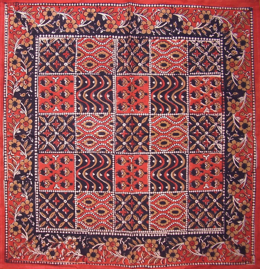 Kalamkari Block Print Cotton Table Napkin 20" x 20" Red