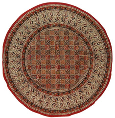Kalamkari 块印花圆形棉质桌布 72 英寸多色 