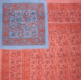 Floral Block Print Reversible Duvet Cover Cotton  92" x 88" Fits Full-Queen