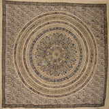 Veggie Dye Block Print Mandala Capa de edredom de algodão 92" x 88" Serve para Full-Queen
