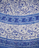 Okrągły, bawełniany obrus z nadrukiem w bloki Radżastanu, 72 cale, niebieski