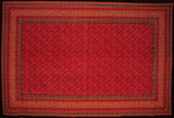 مفرش طاولة قطني بطباعة كاليكو مقاس 90 × 60 بوصة باللون الأحمر