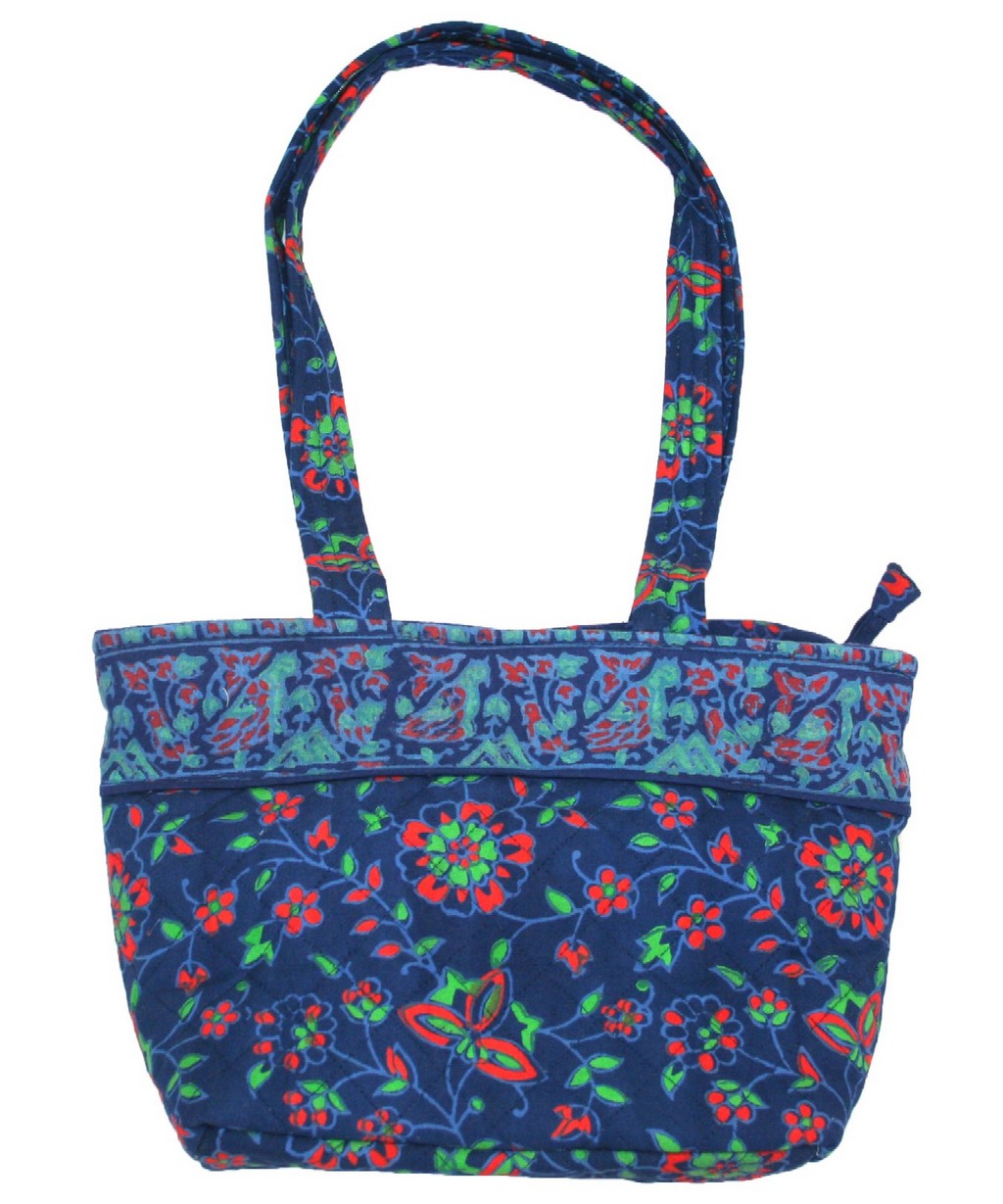Handtasche aus gesteppter Napthol-Baumwolle mit Blockdruck, 13 x 9 