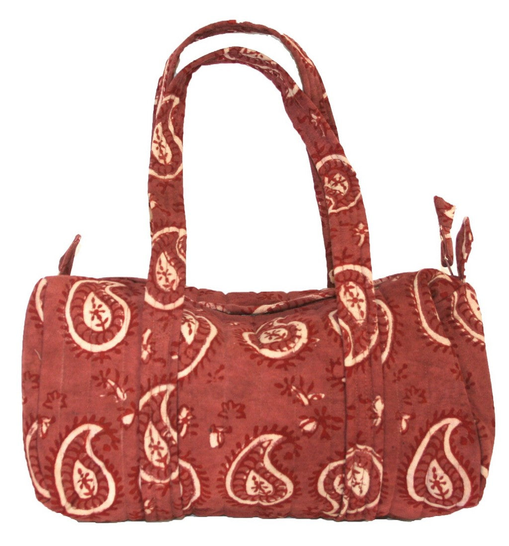 Block Printed Cotton Quilted Dabu Carry All Bag 14 x 8 